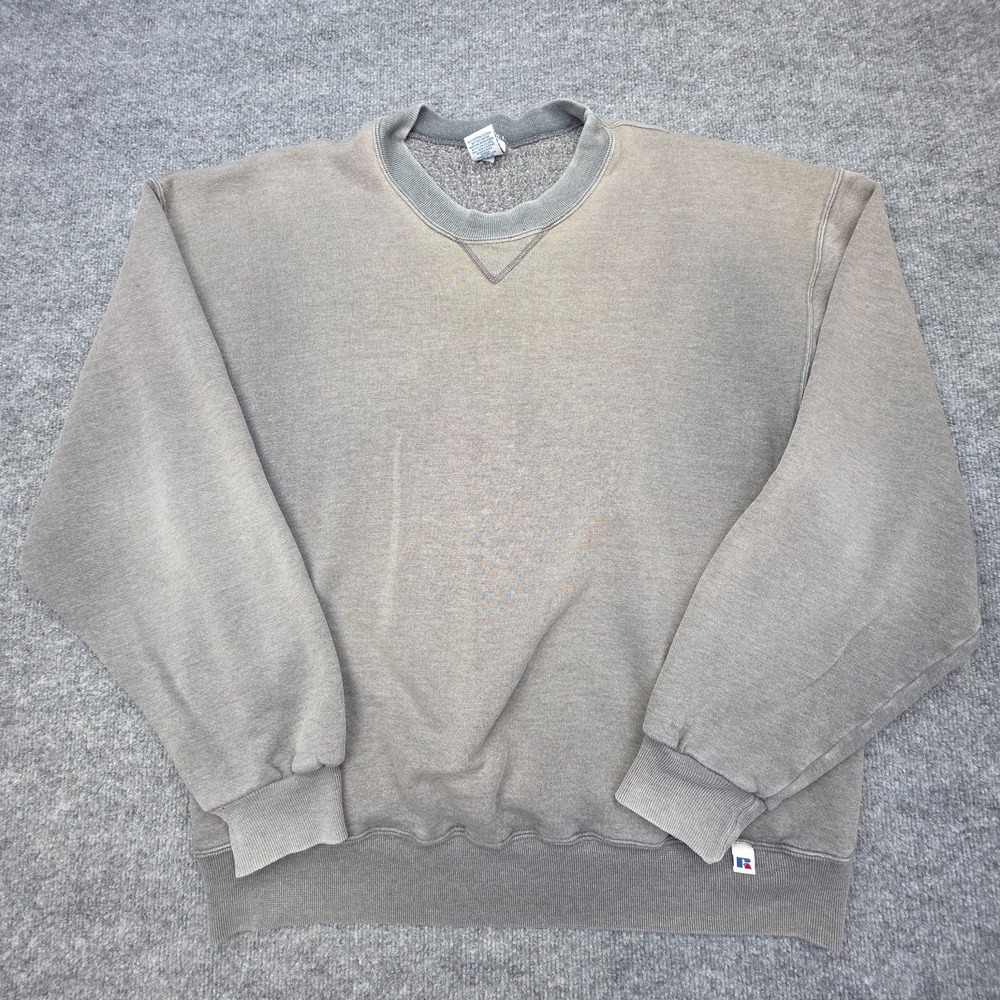 Vintage Russell Athletic Crewneck Sweatshirt Men's XL Gray Faded Y2K